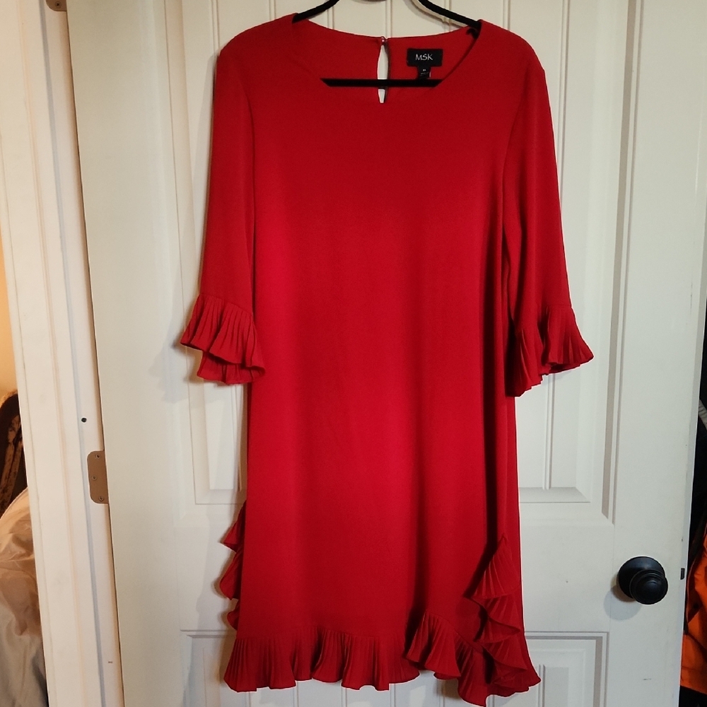 MSK Vibrant Red Long Sleeve Dress